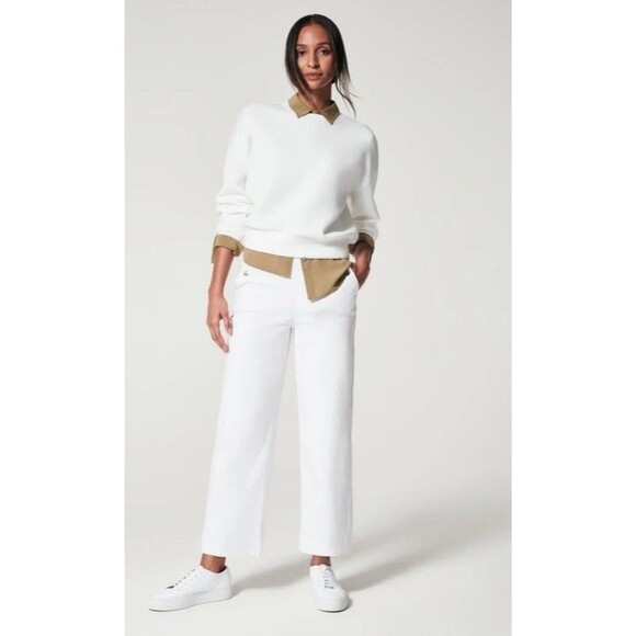 NWT SPANX Stretch Twill Cropped Wide Leg Pant Classic White 20312R Size XL - Picture 6 of 12